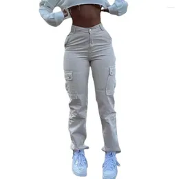 Women's Jeans Fashion Women Straight Leg Cargo Pants High Waist Pockets Casual Baggy Y2K Denim Hip Hop Streetwear Joggers Trousers