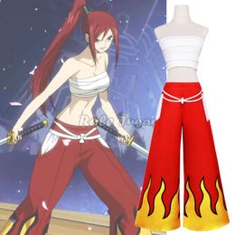 Japanese Anime Fairy Tail Cosplay Costume Unisex Erza Scarlet Bra Pant Uniform Sets Wigs Halloween Party Cosplays