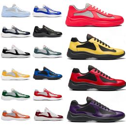 Americas Shoes Cup Top Design Sneakers Patent Leather Hiking Shoes Brand Mens Skateboard Walking Runner Casual America's Cup Outdoor Black Sports Shoe EUR 38-45