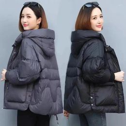 Women's Trench Coats Winter Women Short Down Cotton Jacket Hooded Thick Warm Coat Fashion Middle-Aged Female Parkas Loose Padded Clothing