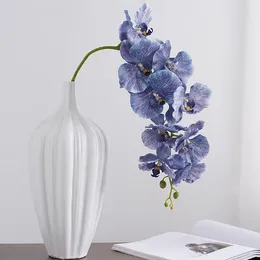 Decorative Flowers Artificial Phalaenopsis 9 Heads High-grade Silk Cloth Retro Colour Orchid Home Display Fake Flower Art Accessories