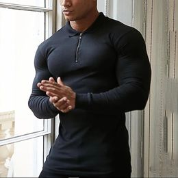 Men s Polos Fashion Autumn Polo Shirt Mens Stretch Cotton Sports Male Spring Casual Long Sleeve Breathable T Gym Clothing 231031