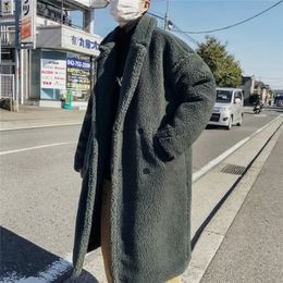 Men's Wool Blends YASUGUOJI Korean Fashion Double Breasted Men Coat Long Thicken Warm Fleece Winter Mens Overcoat Manteau Pour Homme 231031