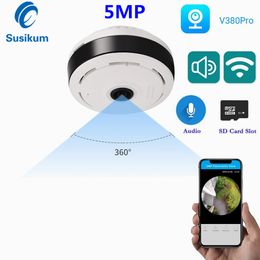 V380 Pro 5MP 360 WIFI Camera Panoramic Fisheye Lens CCTV Smart Home Indoor MINI Security Protection Wireless Camera