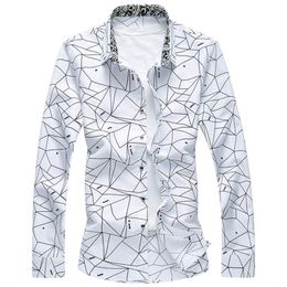 New Designer Spring Autumn Men Shirt High Quality Classic Formal Geometric Plaid Long Sleeve Dress Shirts Mens Plus Size 7XL264q
