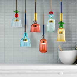 Pendant Lamps Nordic Colorful LED Lights Kitchen Hanging Lighting For Diningroom Pandant Lamp Loft Home Indoor Light Fixtures
