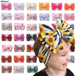 Hair Accessories 10pcslot 7'' Large Bow Knot Bows Headband Girls Spring Sunflower Printed Bands Turban Headwrap 231031