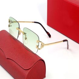 Fashion Designer Over Glasses Sunglasses Women Sports Driving Goggle Gold Frameless Eyeglasses Polarized uv Protection Square Red 2682