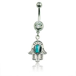 Brand New Fashion Belly Button Rings 316L Stainless Steel Dangle Retro Hand Navel Body Piercing Jewelry294j