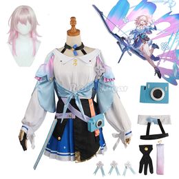 Star Rail Costume Set Women Girls Honkai March 7th Cosplay Great for Game Fans Halloween Parties