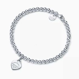 Women's Luxury Chains Bracelets Tiff Bangle Love Heart-shaped Pendant Hand Chain Female Tiffanjewelry S925 Silver Girl Friend Handchains Ladies Bracelet Z8b7