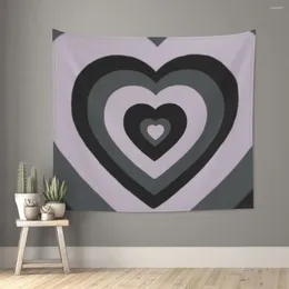 Tapestries Black Retro Heart Y2K Tapestry Hippie Polyester Wall Hanging Decor Beach Mat Mandala