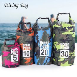 2/5/10/20/30L Diving Bag Waterproof Camouflage Swimming Bag Beach Rafting Bag Outdoor Boating Kayaking Travel Storage Dry Bag Sport BagsRiver Trekking Bags