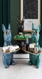 Nordic French Bulldog Sculpture Dog Statue Jewellery Storage Table Decoration Gift Belt Plate Glasses Tray Home Art 2108274755177