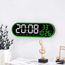 Wall Clocks LED Digital Clock Remote Control Electronic Mute with Temperature Date Week Display 15inch Timing Function 231030