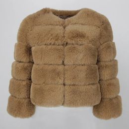 Womens Fur Faux Luxury Brand Winter Jacket Women Coat Elegant Thick Warm Outerwear Streetwear Fake Fox Rabbit Fashion 231031