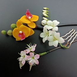 Hair Accessories LALAVARA Handmade Flower For Women Qipao Hanfu Yukuta Kimono Kanzashi Headpiece 231031