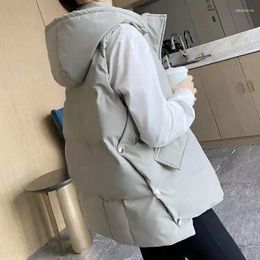 Women's Vests 2023 Women Winter Elegant Short Solid Color Hooded Vest Padded Sleeveless Coat Female Waterproof Thick Waistcoat T56