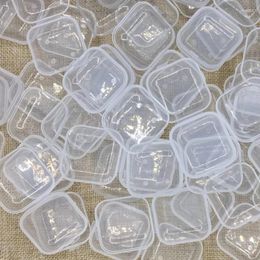 Jewelry Pouches 10PCS Mini Square Transparent Plastic Box 3.5cm Portable Travel Earring Ring Storage Organizer Case Flip Cotainer Wholesale