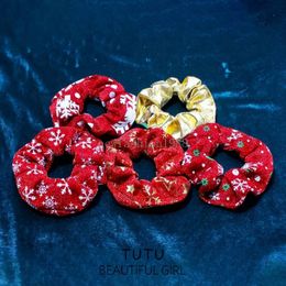 Christmas Series Hair Accessories Cute Floral Scrunchies For Women Girls Elastic Hair Rubber Band Hair Rope Hairs Ring