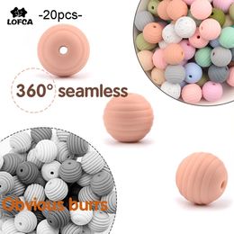 Teethers Toys LOFCA 20pcs Beehive Silicone Beads Spiral Baby Teething Round Food Grade 15mm DIY Threaded BPA Free 231031