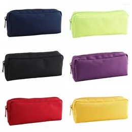 Large Capacity Pencil Case Portable Multi-purpose Zipper Pouch Stationery Colourful Solid Colour Pen Bags Makeup