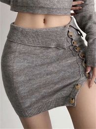 Turn down Side Knit Mini E girl s Fashion Slim Buttom Split Out Short Skirts Bottom for Women Knitwear Y k Skirt