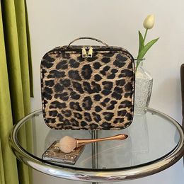 Cosmetic Bags Cases Leopard Pattern Cosmetic Bag Partition Multi Functional Portable Travel Storage Makeup Case 231031