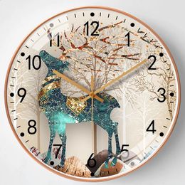 Wall Clocks 20cm Hanging Clock Bed Room Living with Silent Mechanism Battery Operated Watch Decor 231030