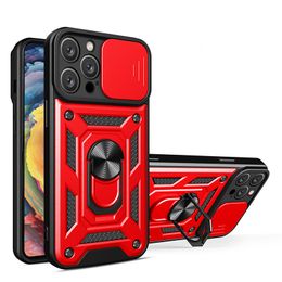 Phone cases 2 in 1 shockproof protection For iphone 15 pro max 13 14 with push pull camera close window car magnetic bracket ring protective cover