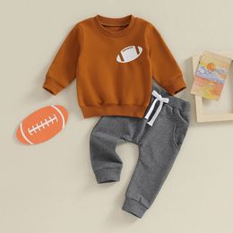 Clothing Sets 2023 09 04 Lioraitiin 0 18M Infant Baby Boy Game Outfits Football Print Long Sleeve Sweatshirt Solid Colour Pants 231031