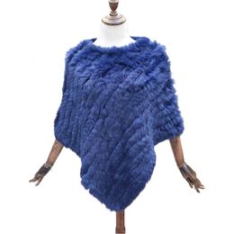 Scarves ZDFURS * Winter Knitted Natural rabbit fur Poncho Fashion Rabbit Fur Shawl Genuine Rabbit Fur warps Women Fur Poncho 231031