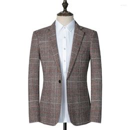 Men's Suits Men Fashion Blazers Spring Autumn British Style Stripes Slim Business Casual Blazer Coat Male Lattice Suit Jacket Outerwear