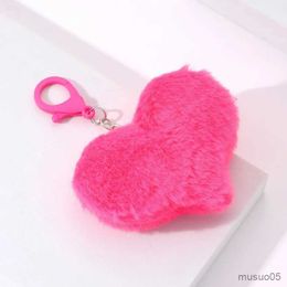 Mobile Phone Chain New Love Ball Keychain Imitation Rabbit Hair School Bag Pendant Ball Peach Heart Plastic Key Ring Accessories R231031