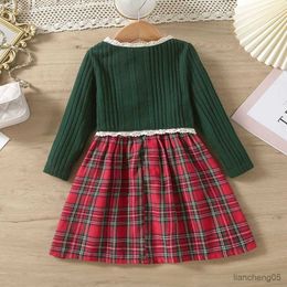 Girl's Dresses Kid Christmas Dress Sets for Girls Autumn Winter 2023 Toddler Long Sleeve Casual Lace Cardigan Tops Children Clothing R231031