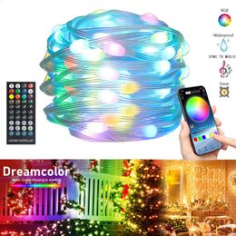 Christmas Decorations Dream Colour Light String Music APP control RGB Fairy Lights Birthday Party Wedding Garland Decor USB Power 5V 231030