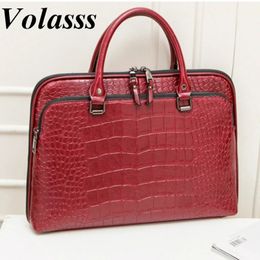Briefcases Fashion Women's PU Leather Briefcase For 13.3" 14.1 Inch Laptop Handbag Girls Shoulder Bags Woman Work Office Leather Handbags 231031