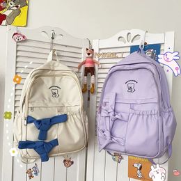 Backpacks Kawaii Cute Bow Schoolbag for College Student Teenagers Girls Korean Womens Travel Bag Laptop Backpack Y2K Children Mochila 231031