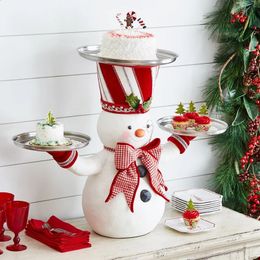 Christmas Decorations Santa Snack Rack Decoration Snowman Plate Stand Cute Home And Party Pendants Creative Container Resin Crafts 231030