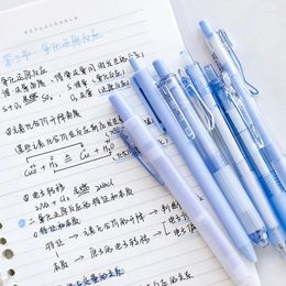 5Pcs Gel Pens 1 Pc Highlighter Pen Set 0.5mm Black Ink Student Brushing Signature Note Marker 6 Pcs