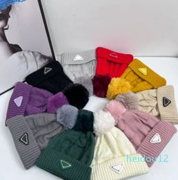 winter cap luxurys hat bonnet solid Colour letter wool caps Christmas gift warm fashion hats hair ball can be removed Triangular