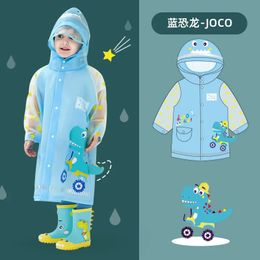 Rain Gear Cute Kids Raincoat Wateproof Children Dinosaur Unicorn Poncho Coat Jacket With Backpack Position Student RainWear 231114