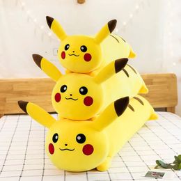 New Cute Strip Lying Style Pika chu Plush Toy Doll Sleeping Pillow on Bed Children's Birthday Gifts