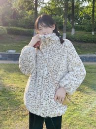 Women's Fur Autumn And Winter Leopard Print Coat Young Korean Version Of Lamb Plush Short