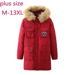 Men's Down Parkas Arrival High Quality Super Large 13xl Down Jacket Men Oversized Fur Collar Hooded Winter Coat Plus Size M-10XL11XL12XL 13XL 231031