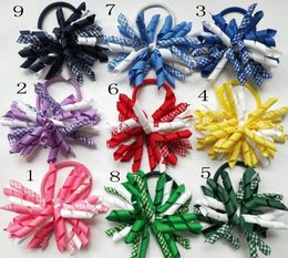 Hair Accessories Girl 35" Gingham Korker Curl Whirl Ribbon Bows Flowers Clips Corker Headwear Elastic Hairbands 70PCS PD025 231031