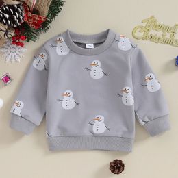 Pullover Citgeett Autumn Christmas Kids Baby Boys Girls Sweatshirt Print Long Sleeve Pullovers Tops Cute Fall Xmas Clothes 231030