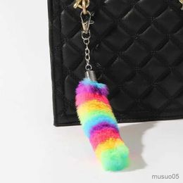 Mobile Phone Chain New Colourful Plush Tail Keychain Pendant Fur Accessories Women's Bag Car Keychain Hanging Ornaments R231031