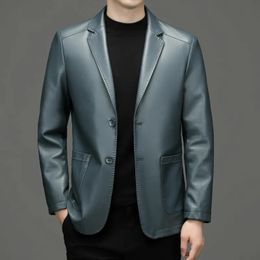 Men's Leather Faux High Quality Suit Coat Autumn and Winter Sheep Skin Casual Small Jacket 231031