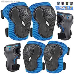 Skate Protective Gear 6 In 1 Kids/Youth Protective Gear Set Knee Pads Elbow Pads Wrist Guard Protector Skateboarding Scooter Roller Skating Cycling Q231031